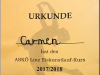 Linz, März 2018 Meine 1. Eiskunstlauf Urkunde