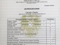 Linz, Zeugnis 2020/2021  Mein Zeugnis der 4. Klasse auf der Anton Bruckner International School in Linz